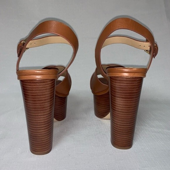 Michael Kors Platform Sandal Women's 8.5 Sia Leather Brown Boho Sexy Trendy - Picture 8 of 12